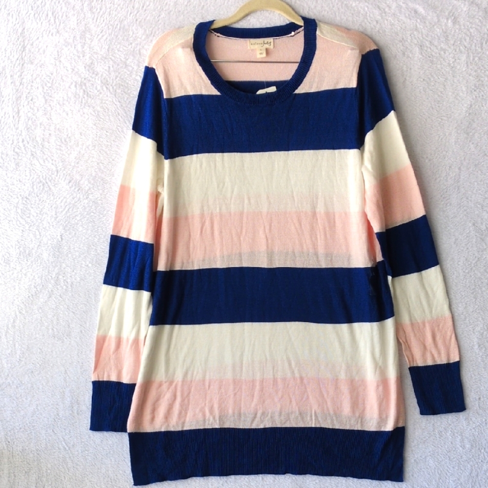 Maison Jules Women's Contemporary Striped Long Sweater‎ Size L